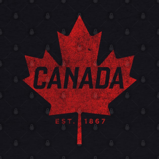 Canada Est. 1867 Vintage Faded Canada Maple Leaf  design by Vector Deluxe